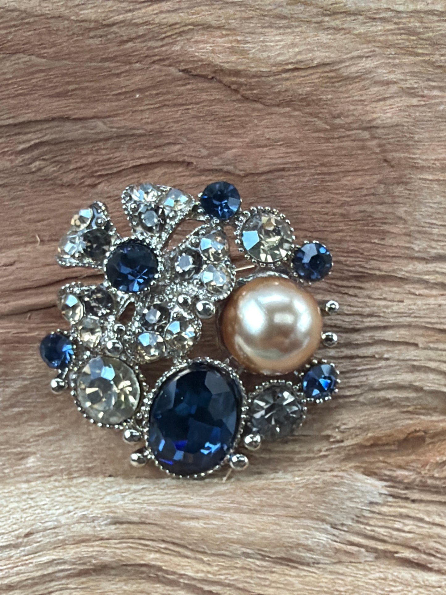 Blue & Gold Pearl Brooch
