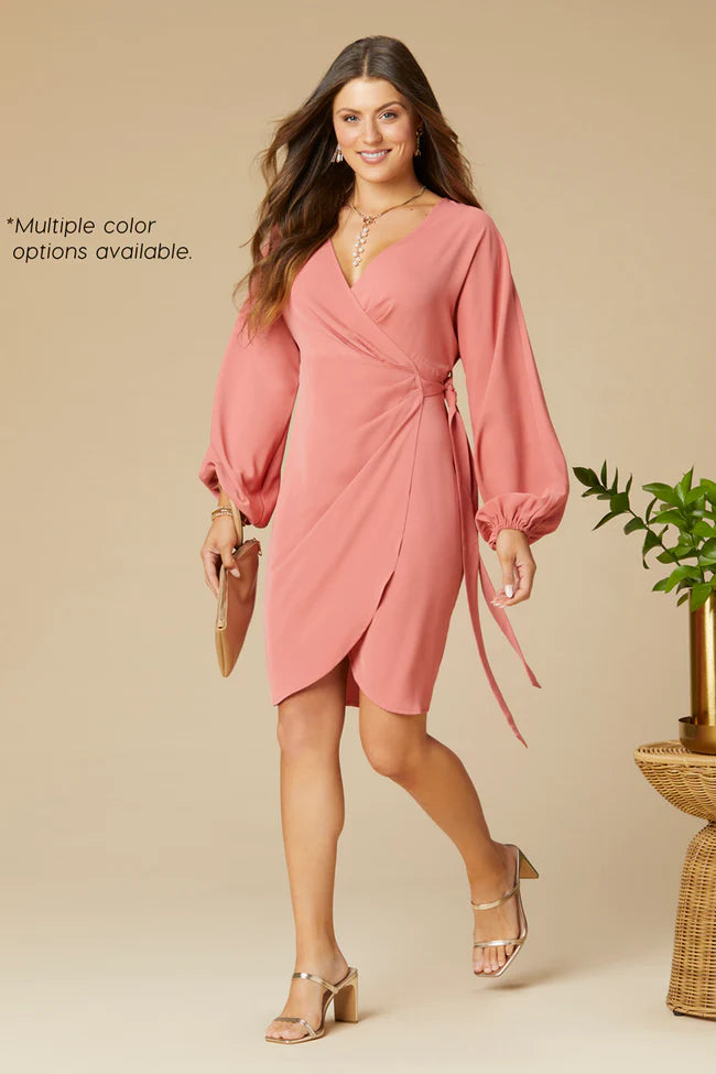 Olivia Deep V-Neck Wrap Dress