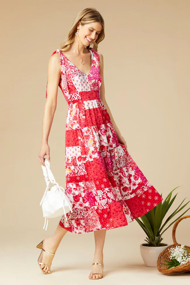 Adeline Tie Shoulder Tiered Dress