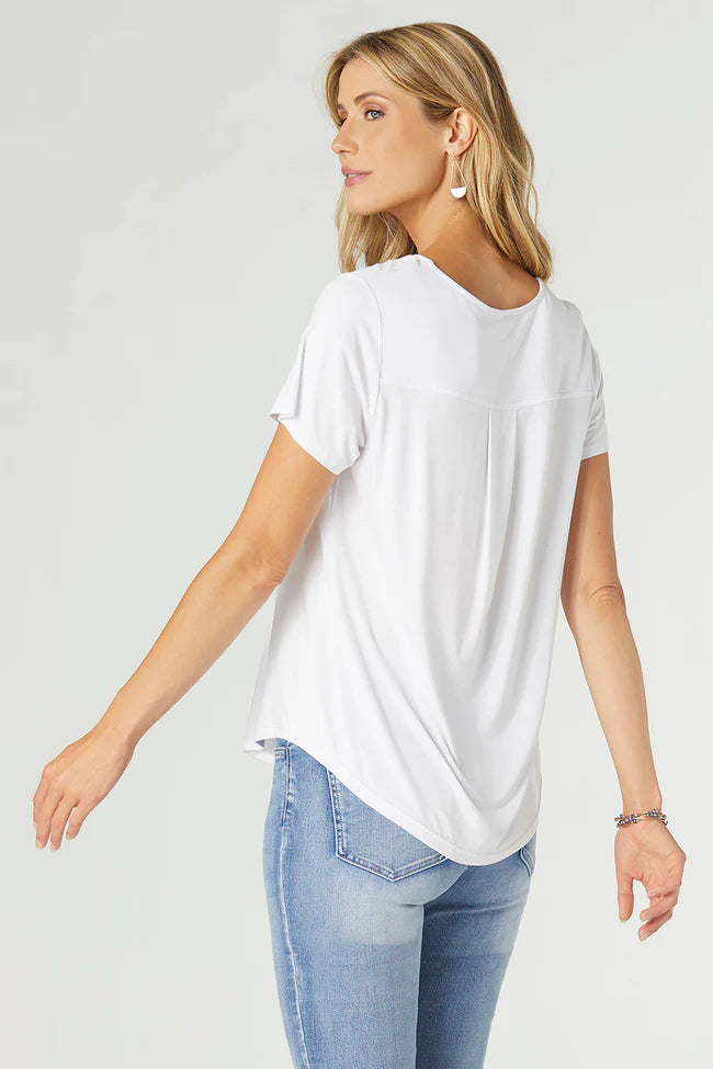 Pleat Back White Tee