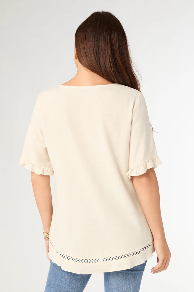 Short Sleeve Crossover Ruffle Top