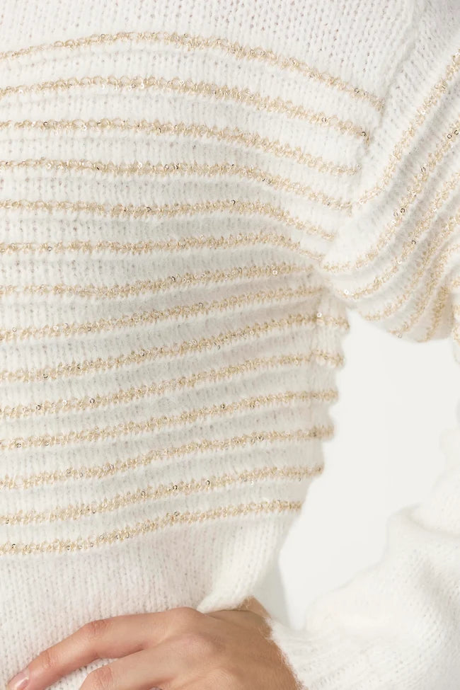 Jocelyn Sequin Stripe Turtleneck Sweater