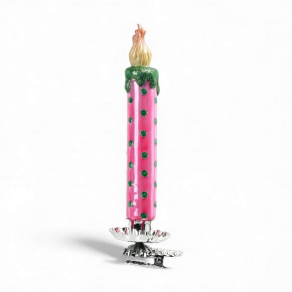 Pink Candlestick Clip-on Ornament