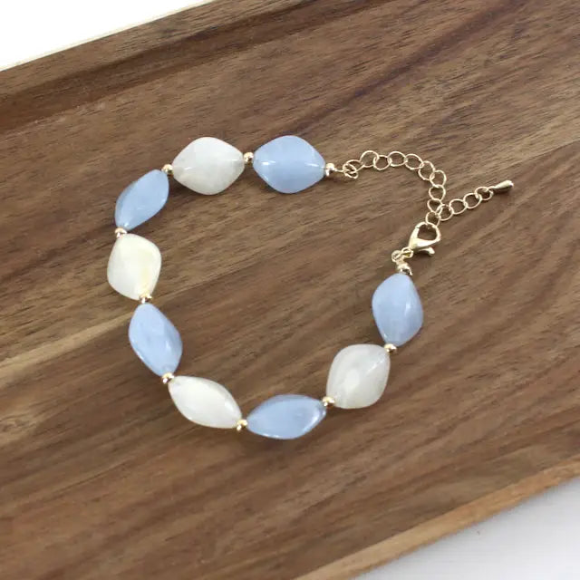 Blue Rhombus Bead Necklace
