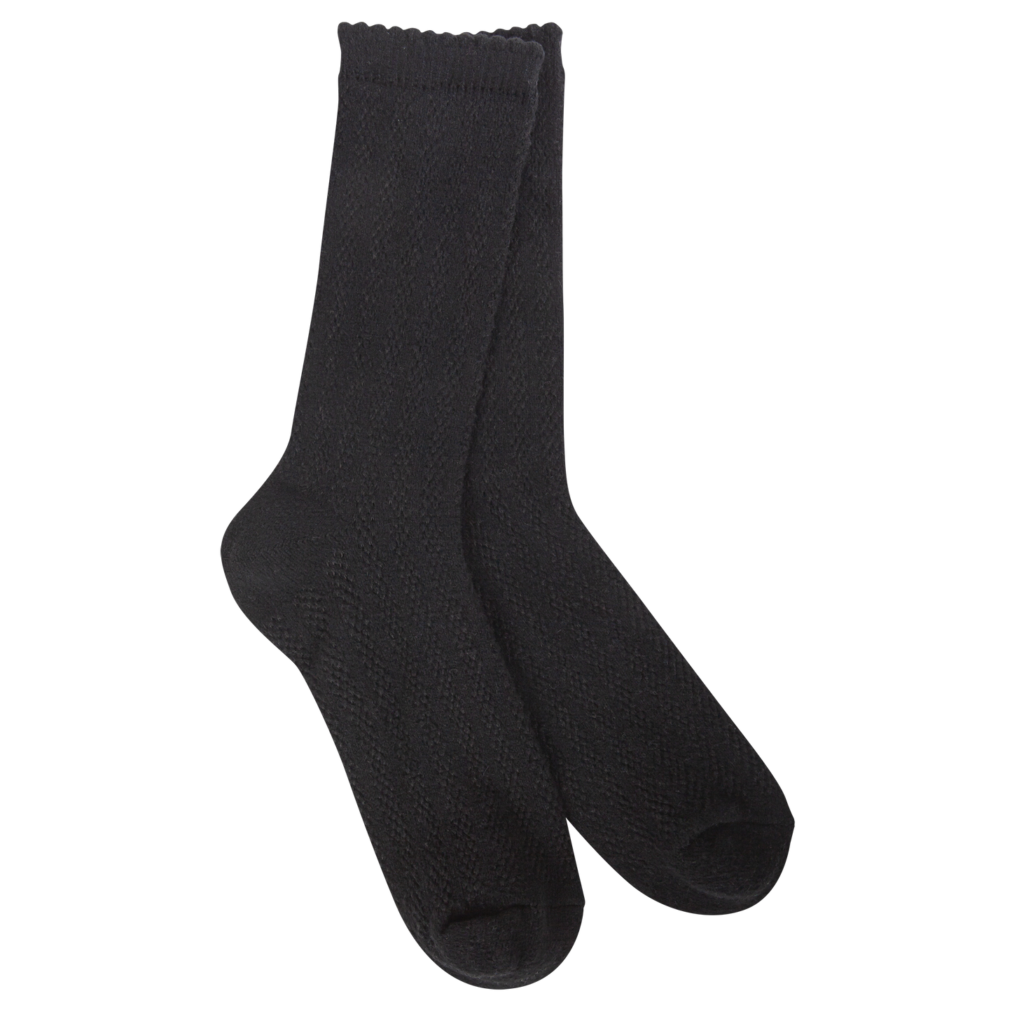 Pointelle Crew Socks - Black