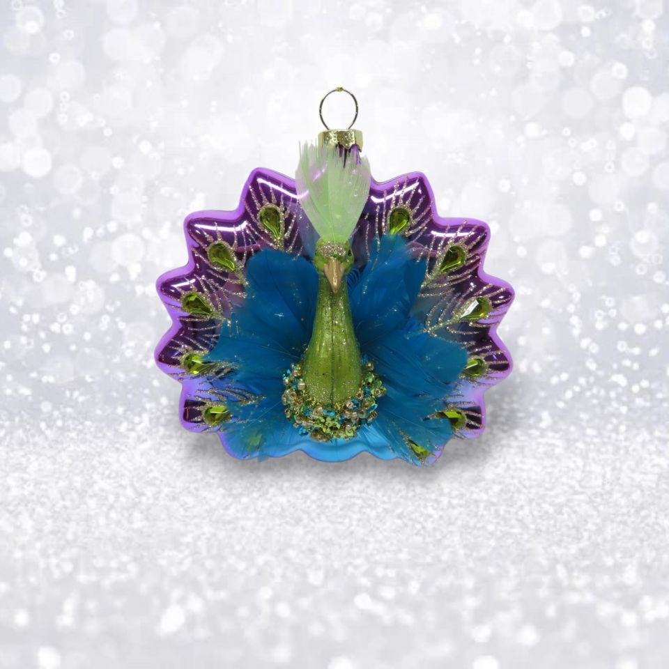Glass Peacock Ornament