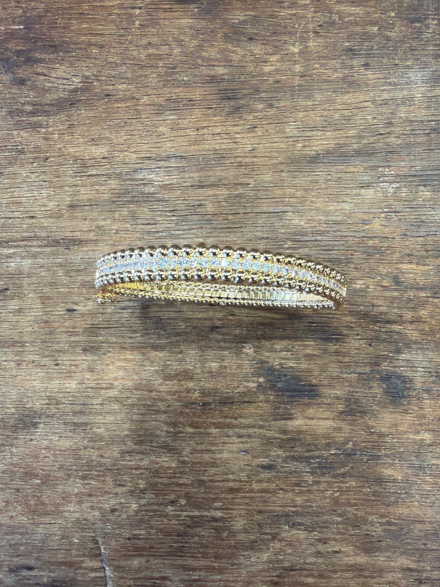 bracelet gold rhinestone center front line