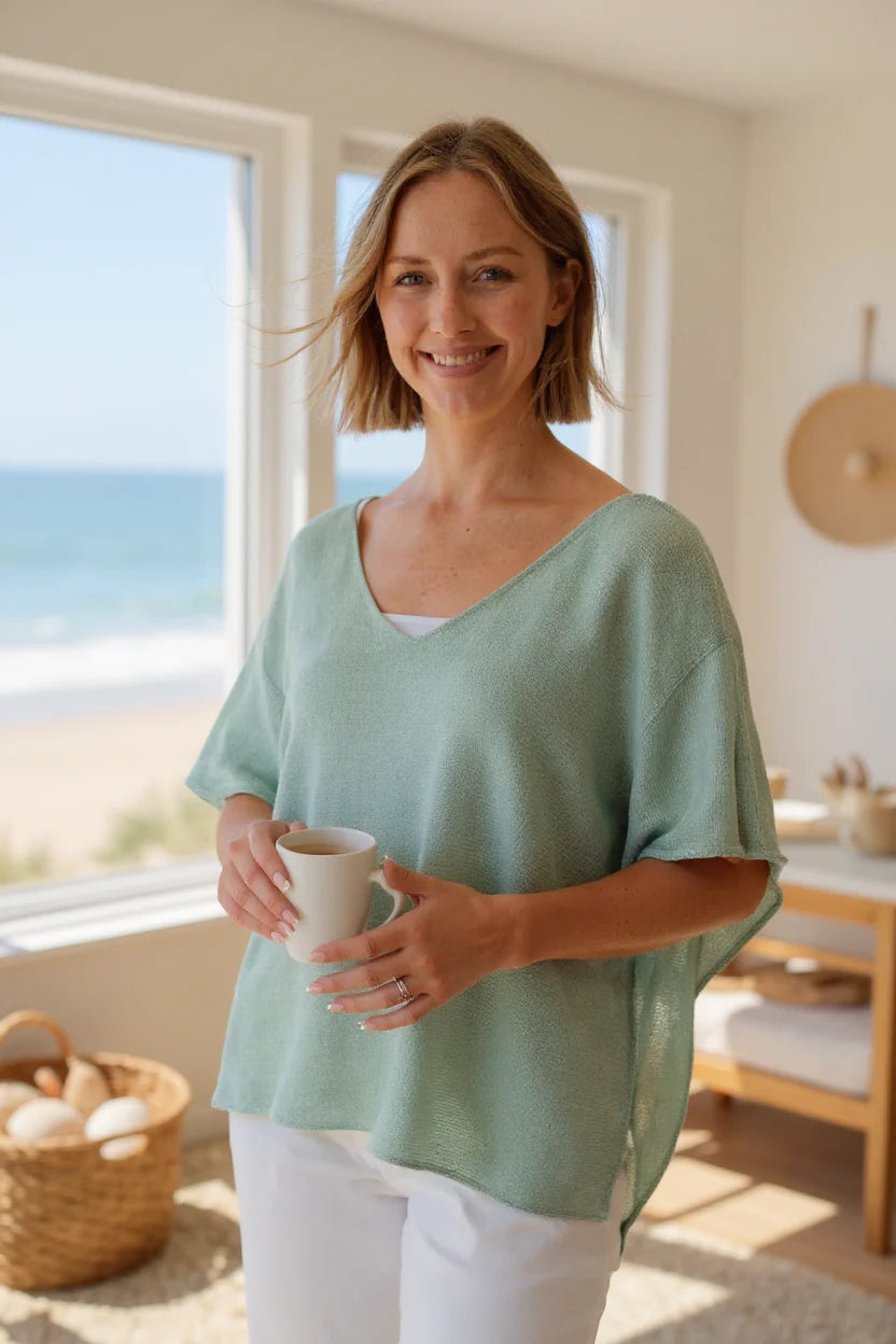 Short Sleeve V-Neck Top