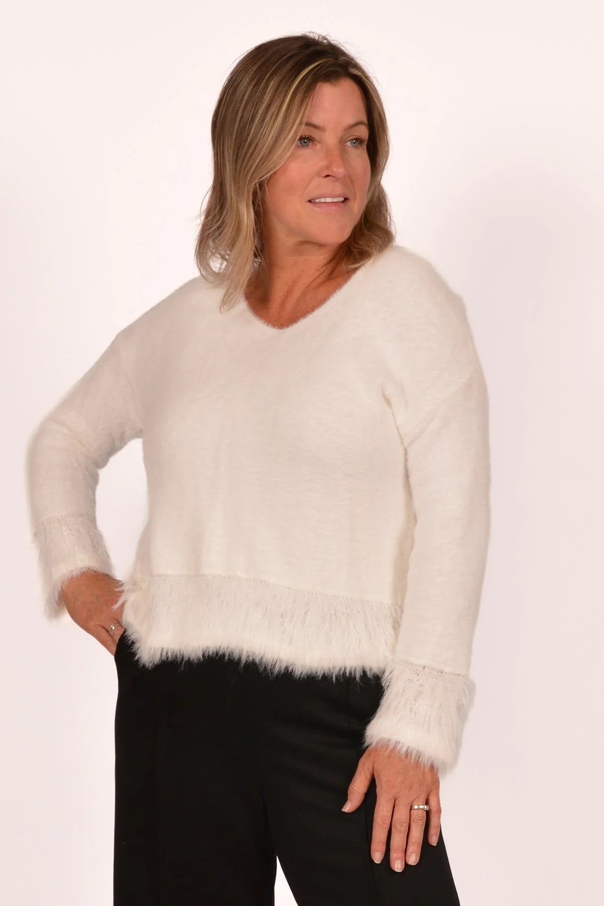 Fuzzy Trim Sweater