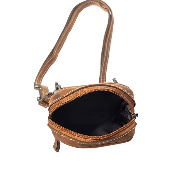 Graytop Canyon Cellphone Bag In Brown Leather