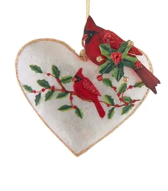 Cardinal Heart or Star Shaped Ornament