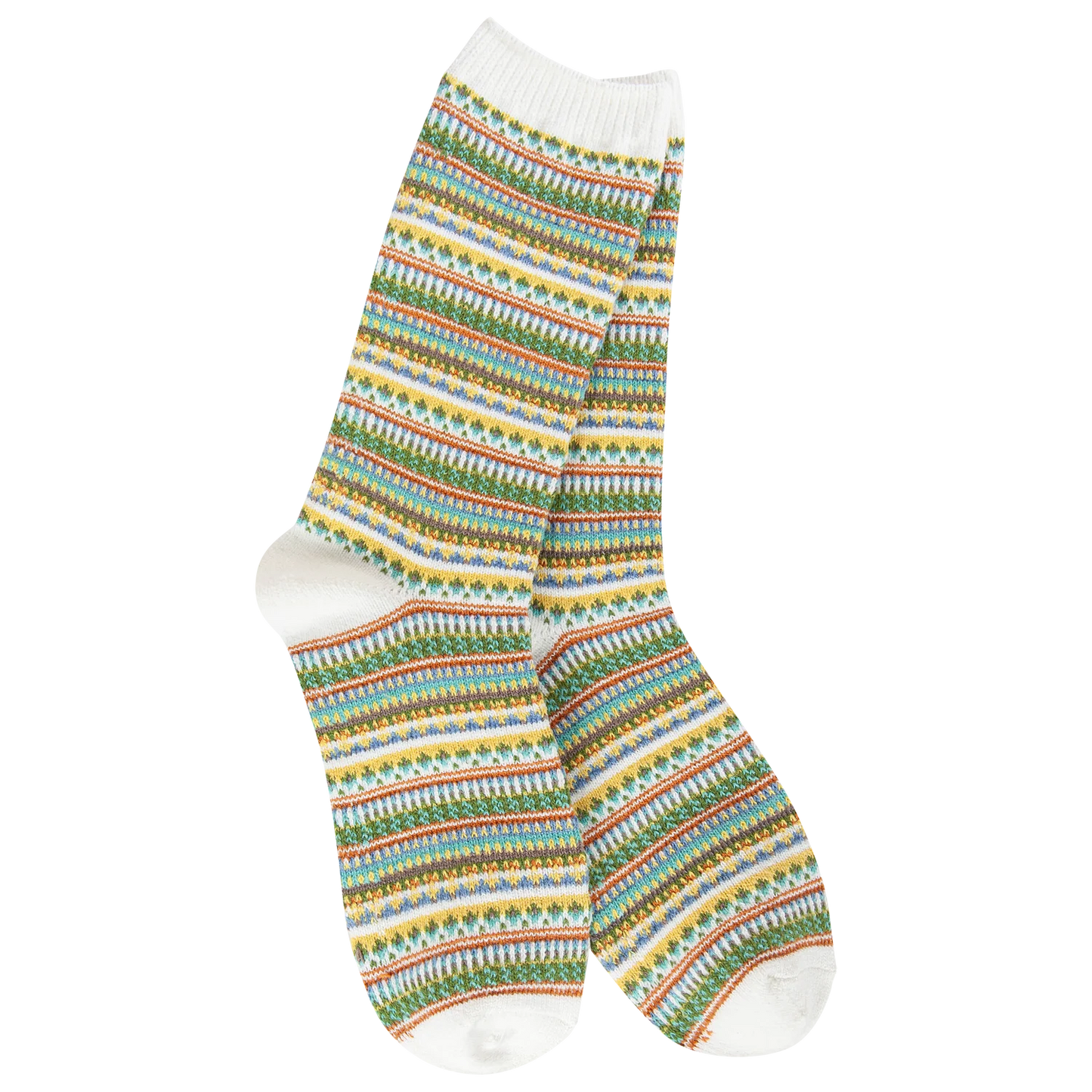 Weekend Boho Crew Socks - White Stripe