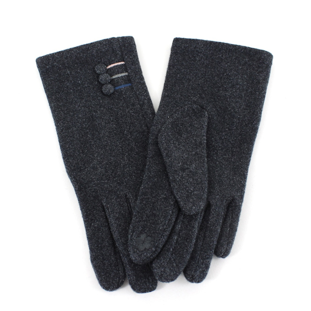 Charcoal Gloves 3 button detail