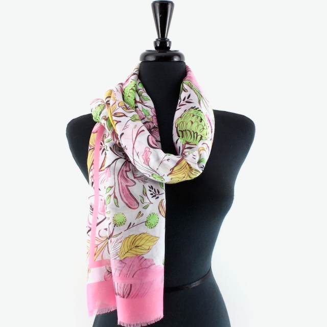 Pink Floral Scarf