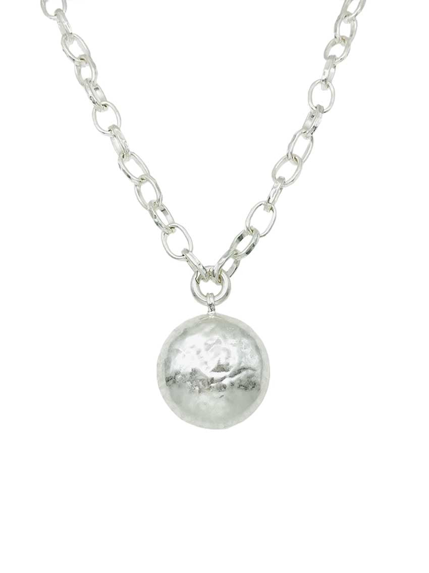 Chunky Chain Necklace with Hammered Pendent