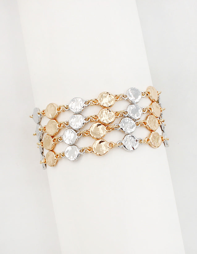 Mixed Metal Disc Bracelet