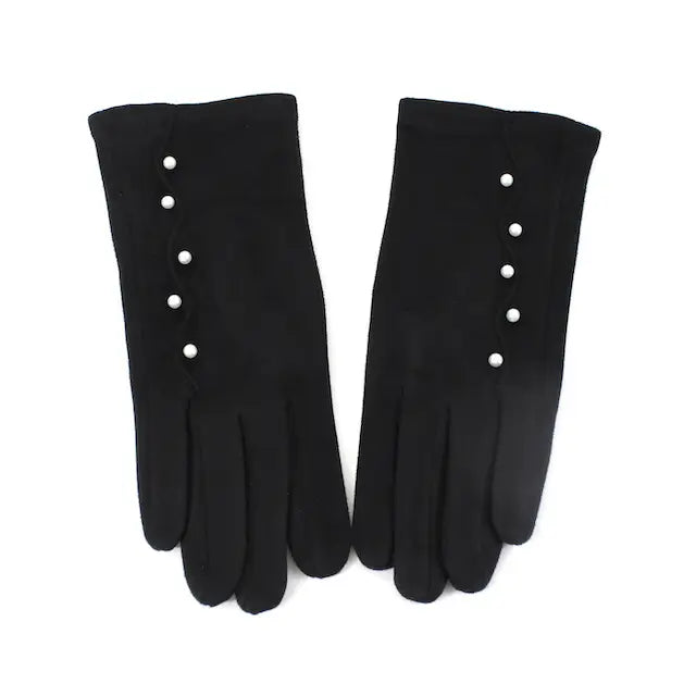 Black Gloves with Pearls