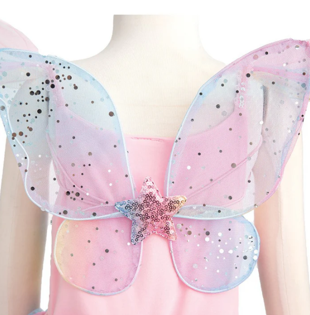 Rainbow Fairy Dress & Wings - size 5-6