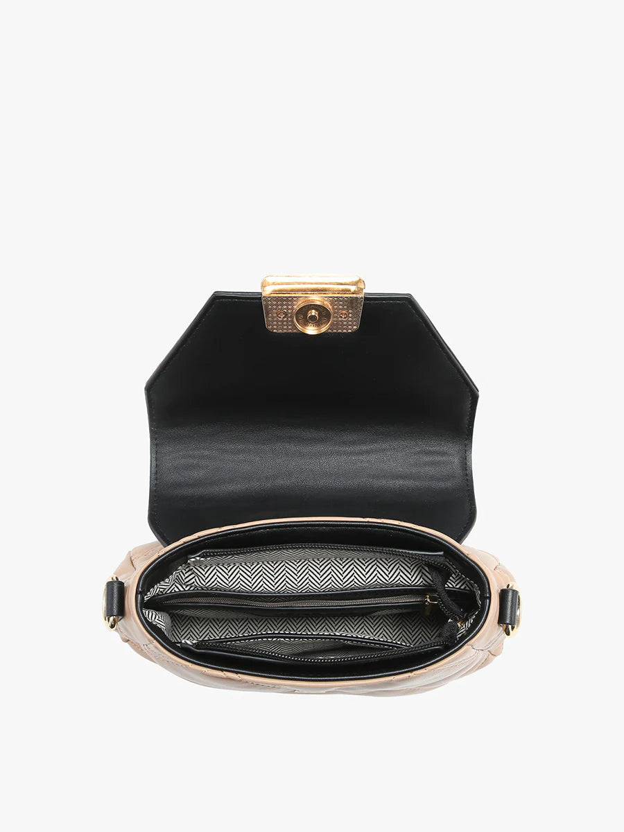 Ollie Vegan Quilted Crossbody - Black/White