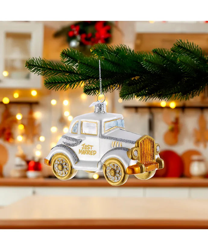 Wedding Car Glass Ornament