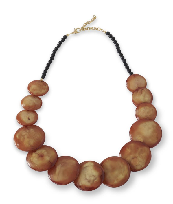 Rust Brown Marble Acrylic Necklace and Bracelet Set