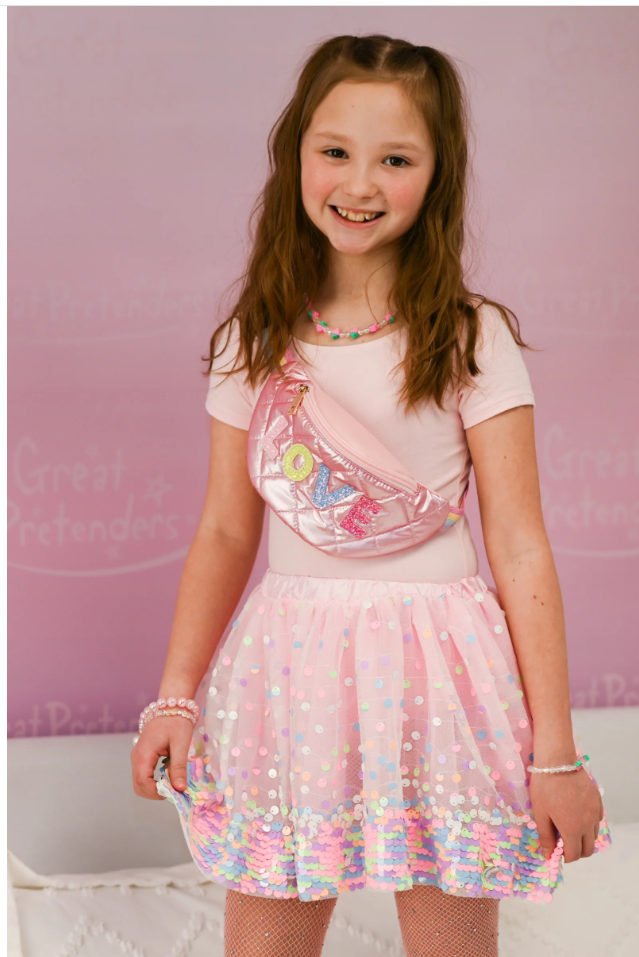 Party Fun Sequins Skirt - Pink Neon, size 4-6