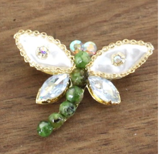 Dragonfly & Rhinestone Brooch