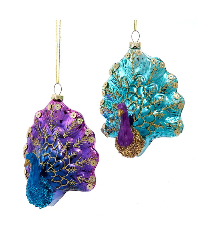 Glass Peacock Ornaments