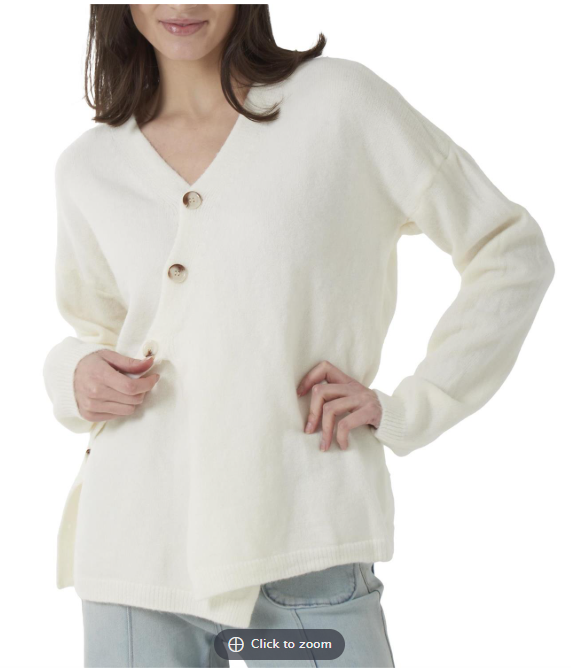 Ivory Button Cardigan with Tab