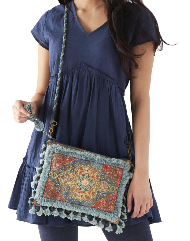 Coral Teal Boho Crossbody Purse