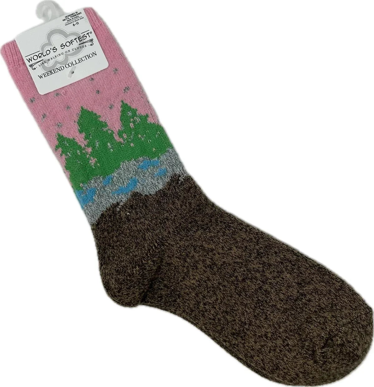 Holiday Mini Crew Socks - Wonderland Forest Pink