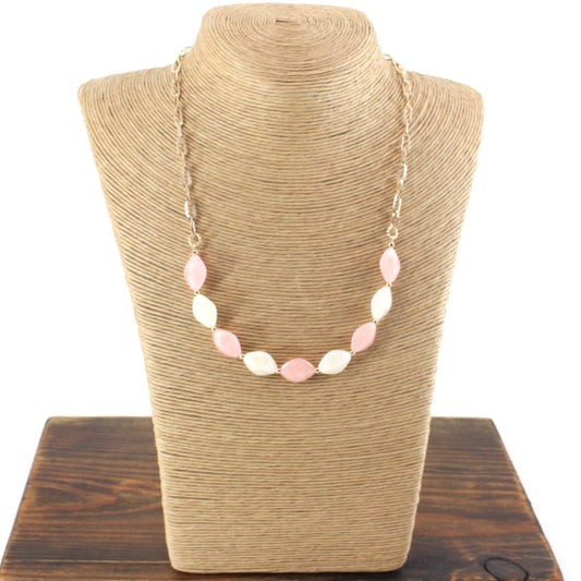 Pink Rhombus Bead Necklace