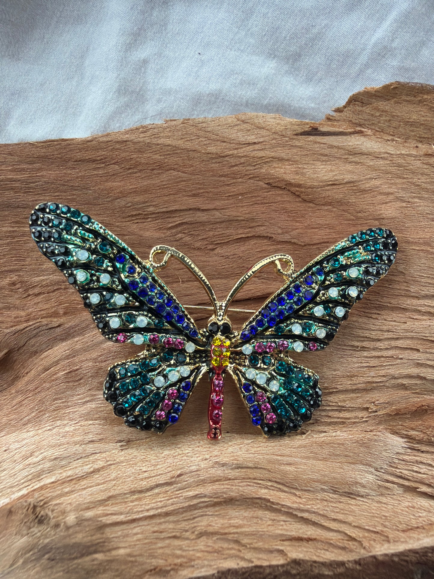 Blue Winged Butterfly Brooch