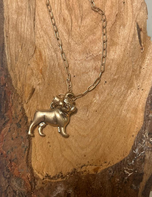 Gold Chain with Dog Pendant