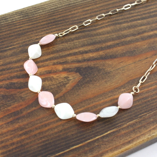 Pink Rhombus Bead Necklace
