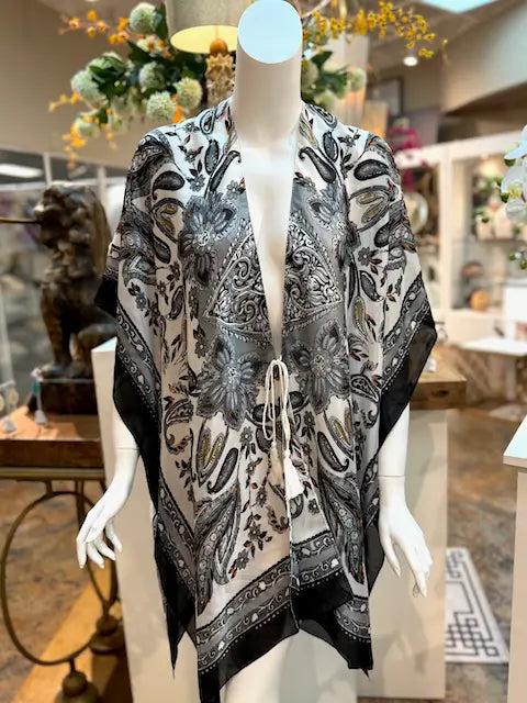 Satin Kimono Coverup with Tie