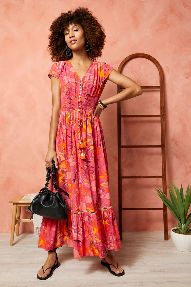 Aliya Button Front Maxi Dress