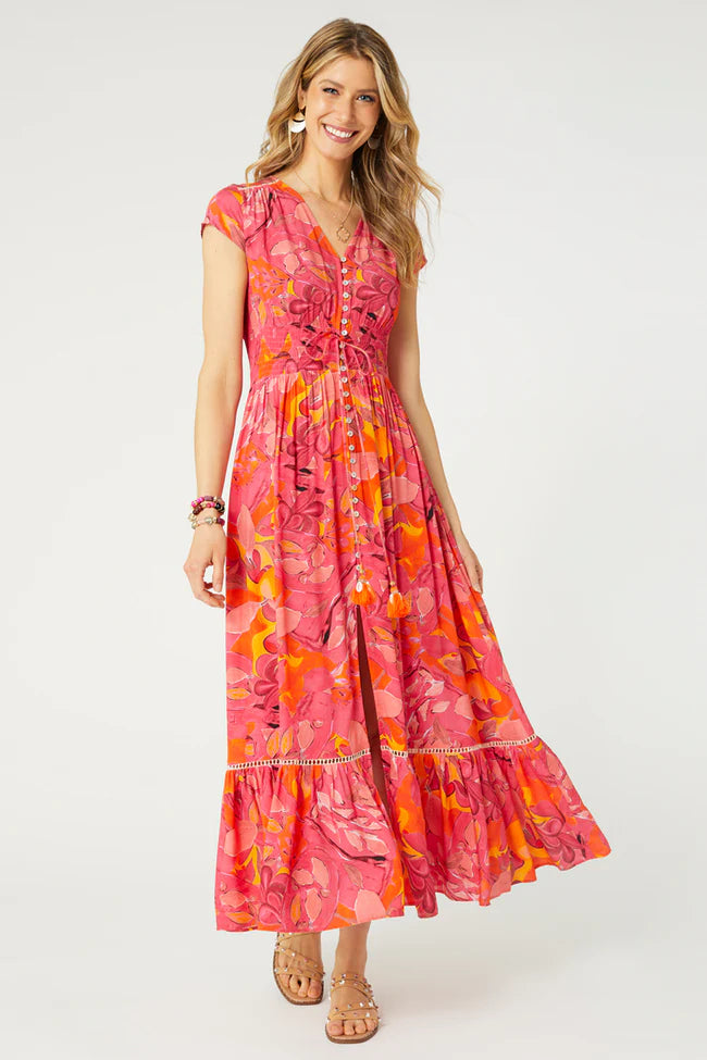 Aliya Button Front Maxi Dress