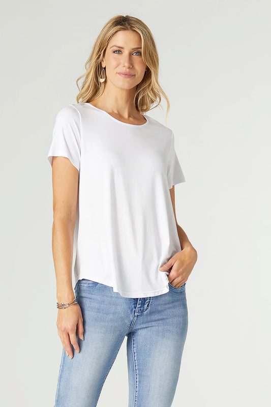 Pleat Back White Tee