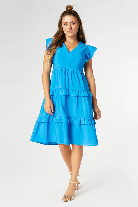 Flutter Sleeve Tiered Dress