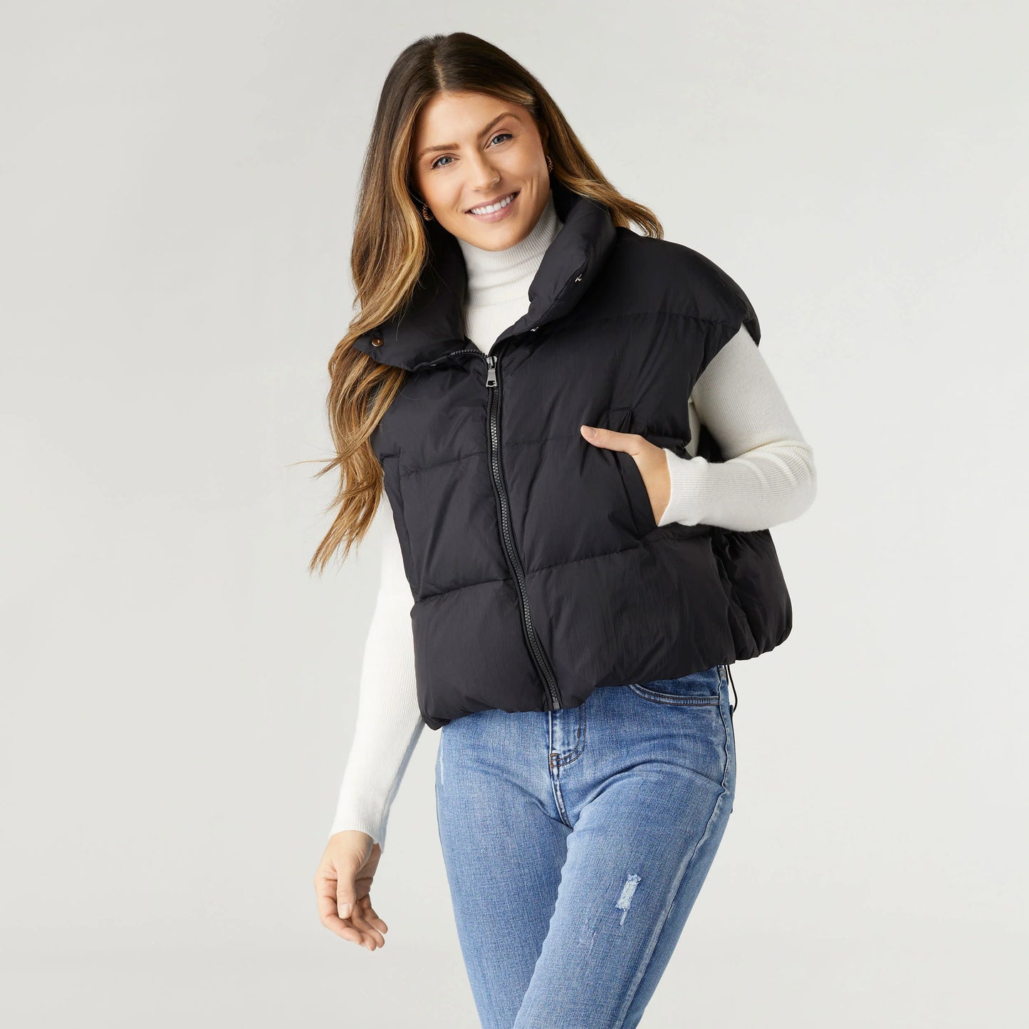 Down Vest with Cinched Bottom
