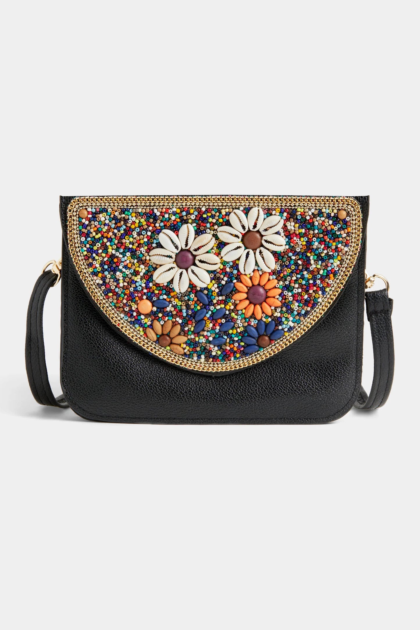 Artisan Beaded Split Pocket Crossbody - Flower