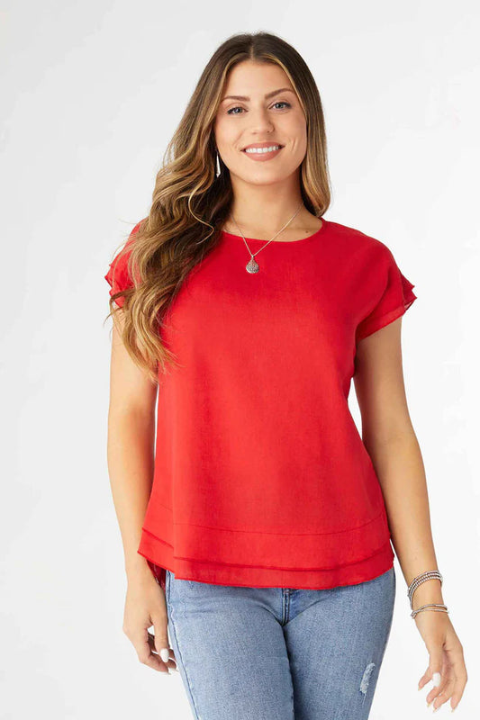 Camellia Cap Sleeve Top with Layered Bottom
