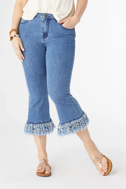 Bambu Soft Flare Capri with Fringe