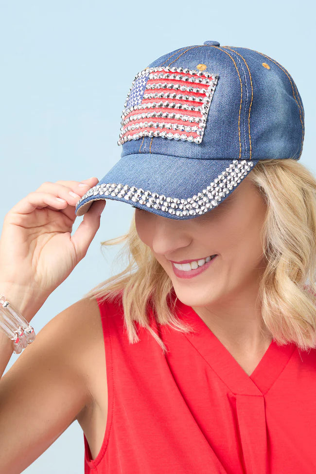 Bedazzled Flag Hat