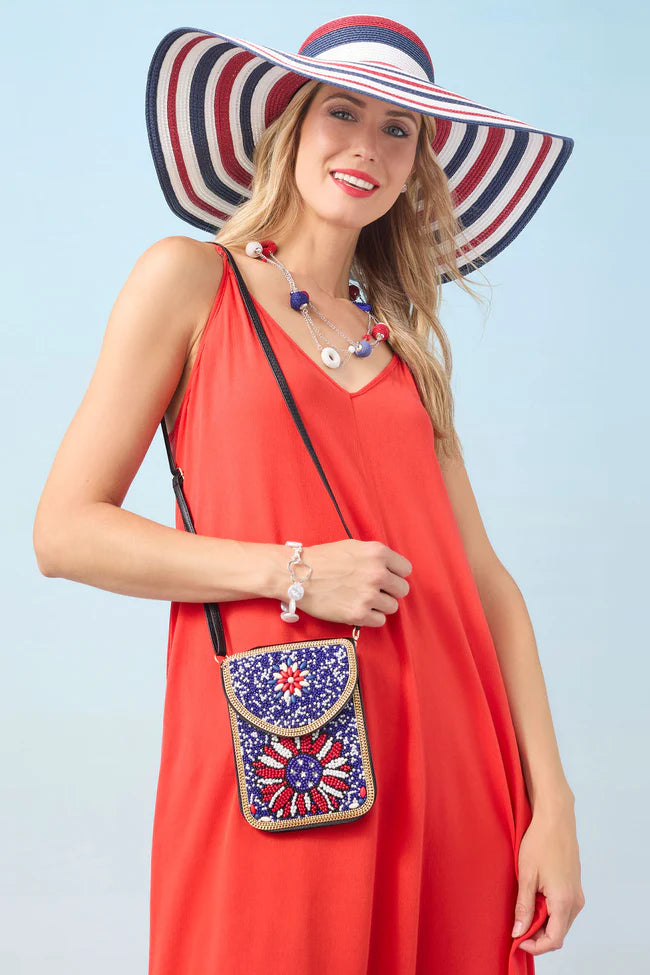 Beaded Crossbody - Americana Flower
