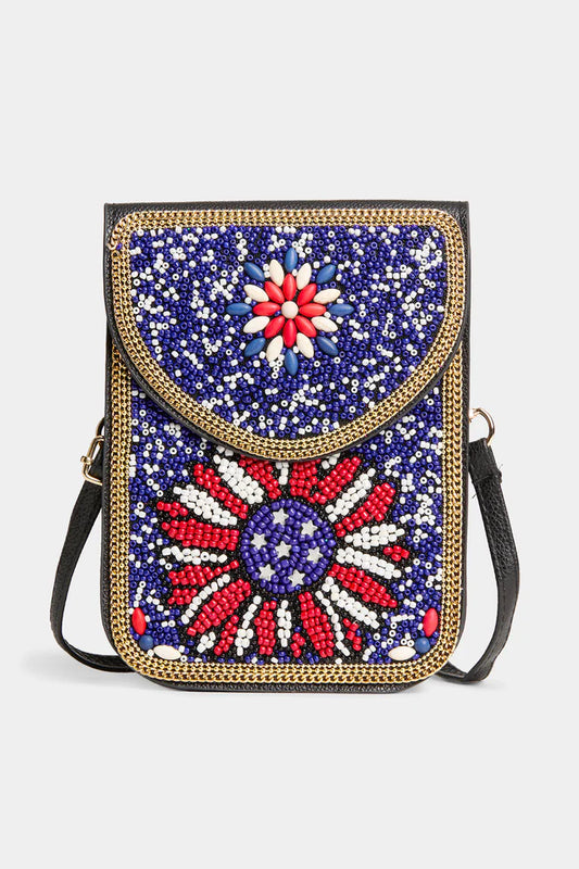 Beaded Crossbody - Americana Flower