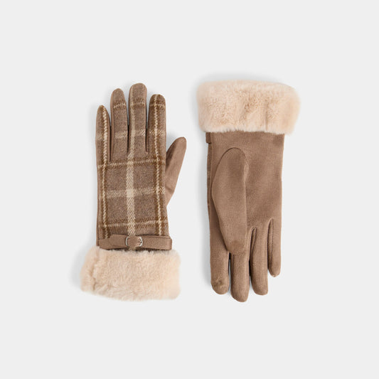 Belted Fur Cuff Touchscreen Gloves