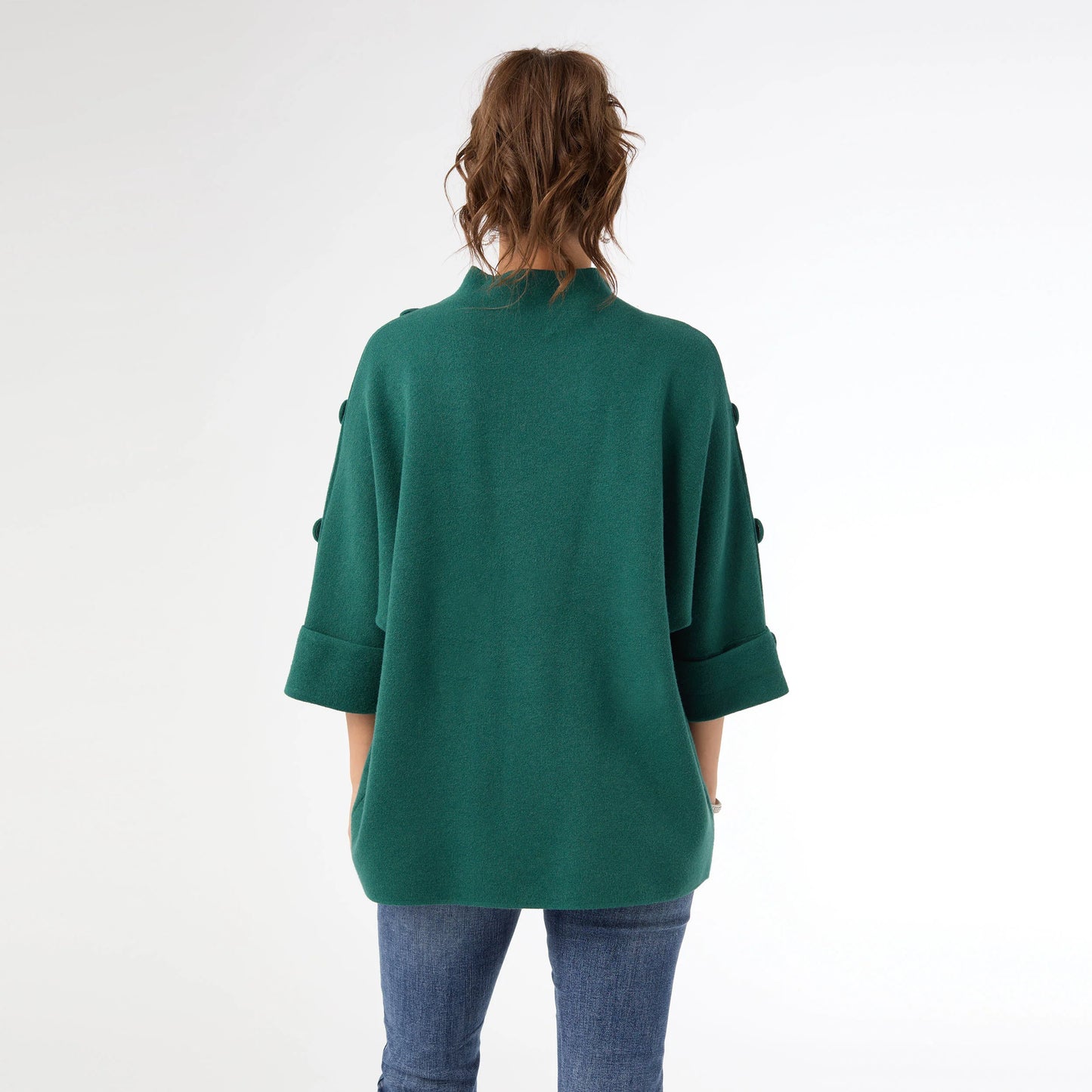 Funnel Neck Sweater with Button Detail