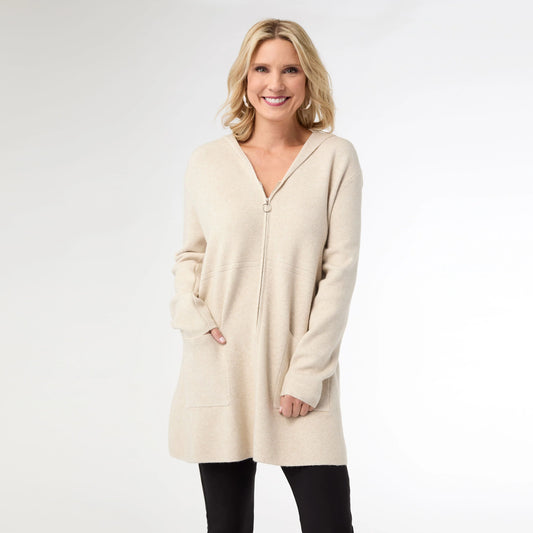 Zip Hooded Cardigan with Pockets